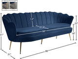 Gardenia Blue Velvet Sofa from Meridian - Luna Furniture