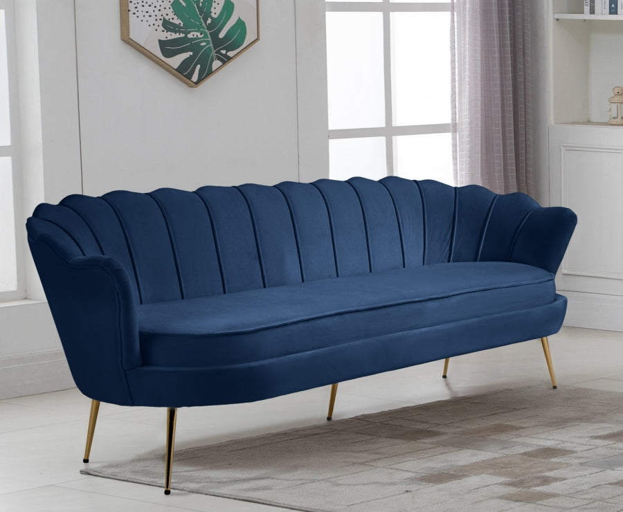 Gardenia Blue Velvet Sofa from Meridian - Luna Furniture