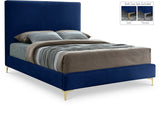 Geri Blue Velvet King Bed from Meridian - Luna Furniture