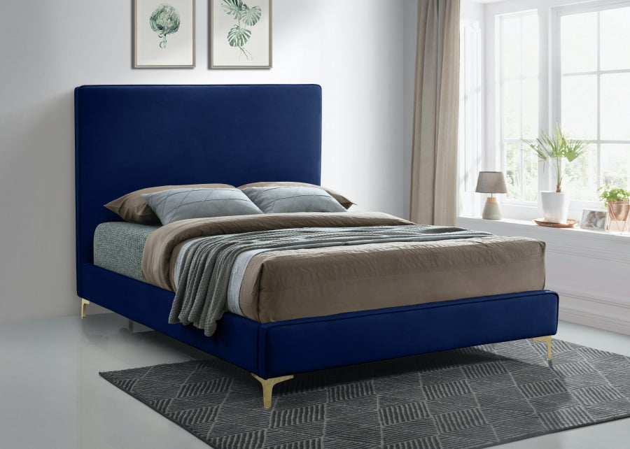 Geri Blue Velvet King Bed from Meridian - Luna Furniture