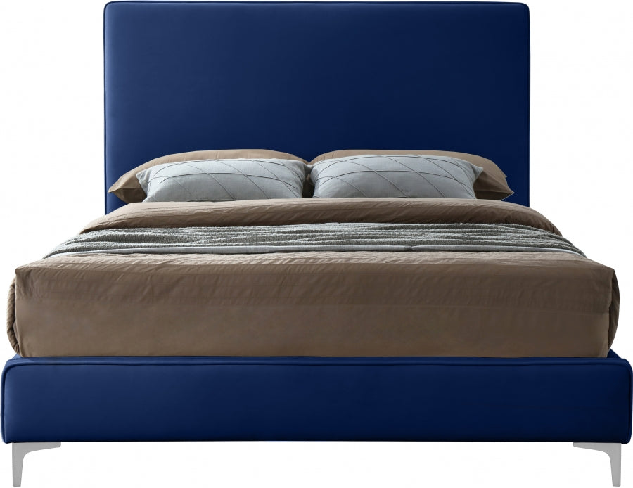 Geri Blue Velvet King Bed from Meridian - Luna Furniture