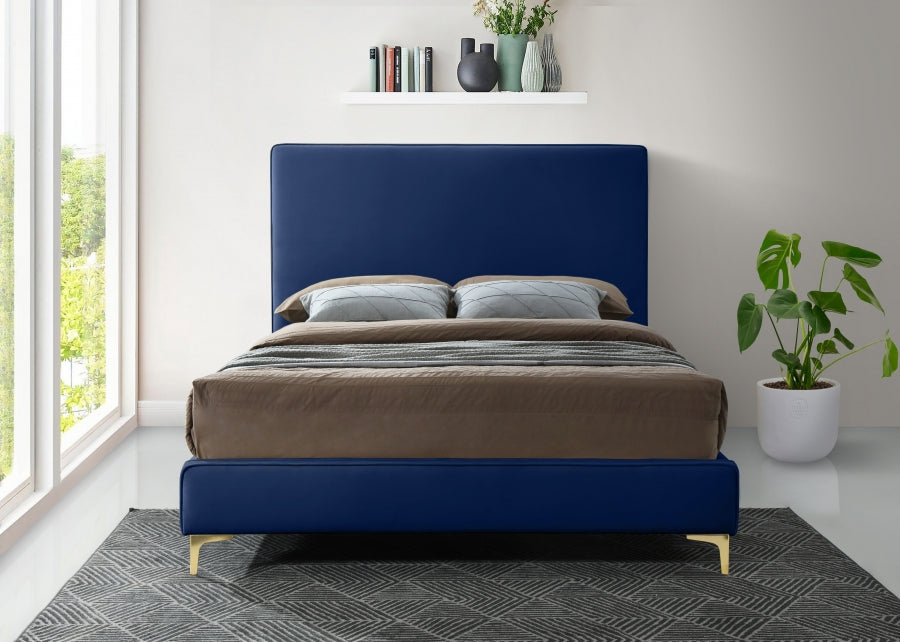 Geri Blue Velvet King Bed from Meridian - Luna Furniture