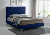 Geri Blue Velvet Queen Bed from Meridian - Luna Furniture