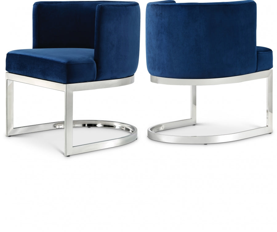 Gianna Blue Velvet Dining Chair from Meridian - Luna Furniture