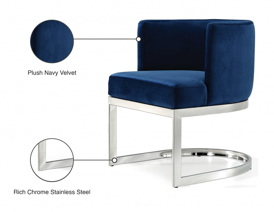 Gianna Blue Velvet Dining Chair from Meridian - Luna Furniture