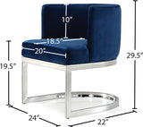 Gianna Blue Velvet Dining Chair from Meridian - Luna Furniture