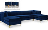 Graham Blue Velvet 3-Piece Sectional from Meridian - Luna Furniture