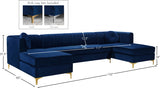 Graham Blue Velvet 3-Piece Sectional from Meridian - Luna Furniture