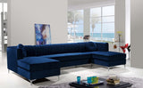 Graham Blue Velvet 3-Piece Sectional from Meridian - Luna Furniture