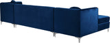 Graham Blue Velvet 3-Piece Sectional from Meridian - Luna Furniture