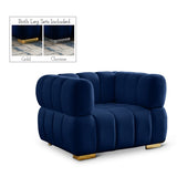 Gwen Blue Velvet Chair from Meridian - Luna Furniture