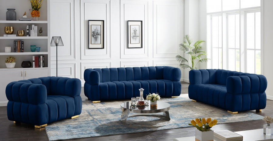 Gwen Blue Velvet Chair from Meridian - Luna Furniture