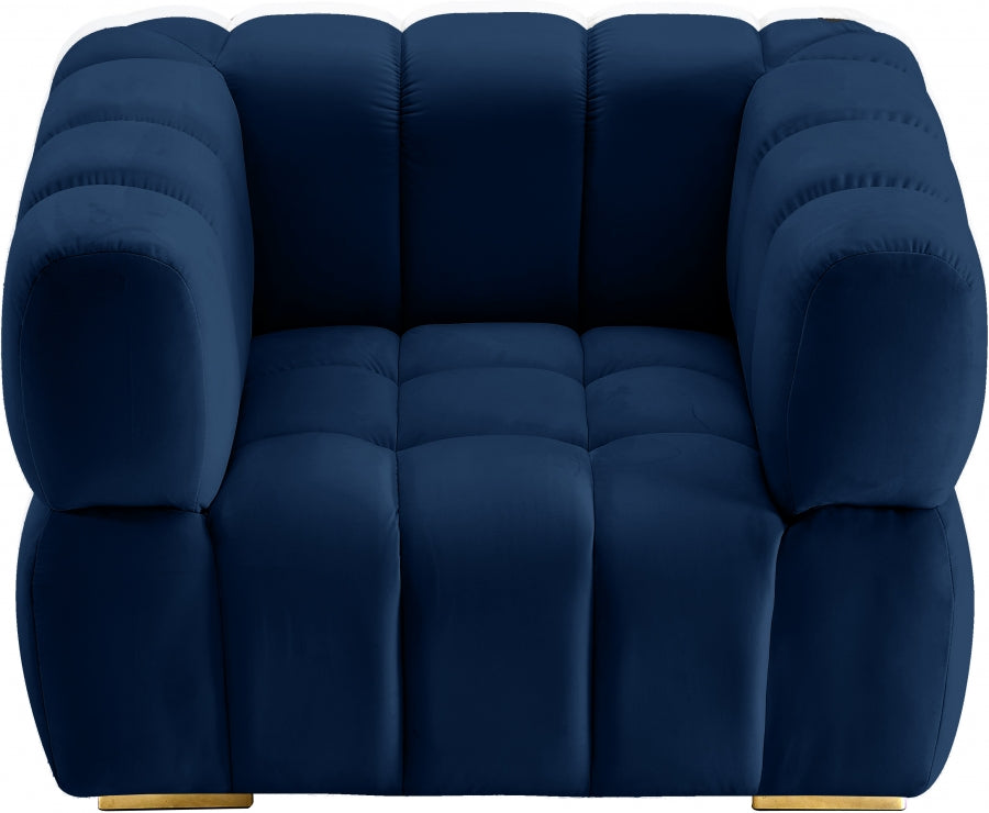 Gwen Blue Velvet Chair from Meridian - Luna Furniture