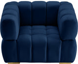 Gwen Blue Velvet Chair from Meridian - Luna Furniture