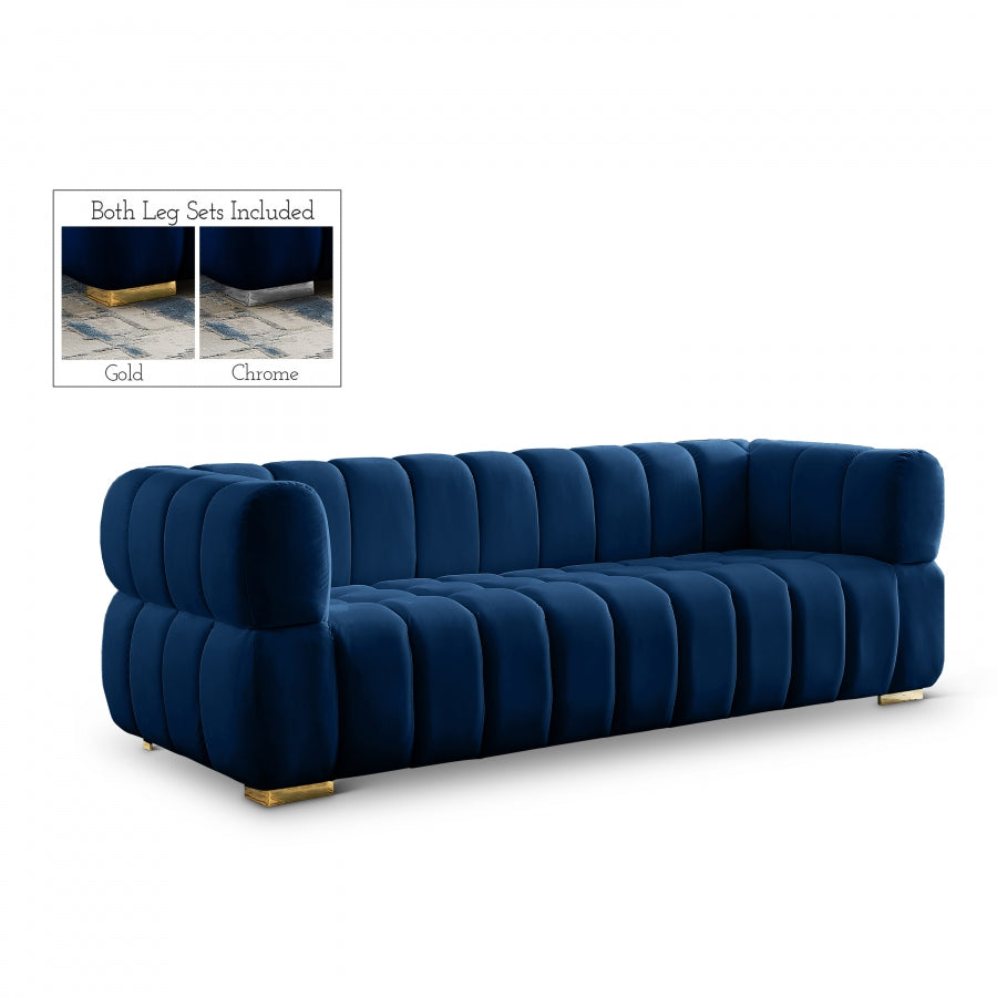 Gwen Blue Velvet Sofa from Meridian - Luna Furniture