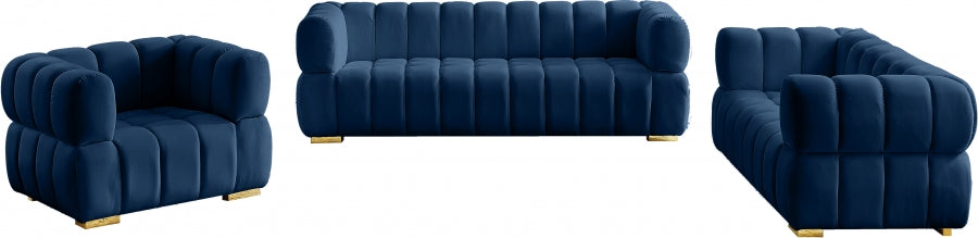 Gwen Blue Velvet Sofa from Meridian - Luna Furniture