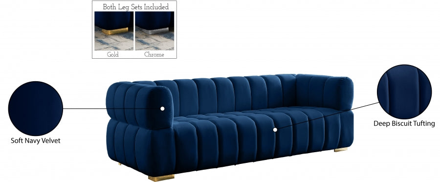 Gwen Blue Velvet Sofa from Meridian - Luna Furniture