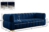 Gwen Blue Velvet Sofa from Meridian - Luna Furniture