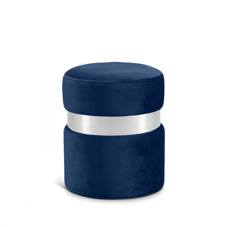 Hailey Blue Velvet Ottoman | Stool from Meridian - Luna Furniture