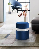 Hailey Blue Velvet Ottoman | Stool from Meridian - Luna Furniture