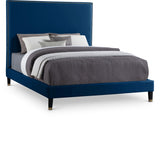 Harlie Blue Velvet Queen Bed from Meridian - Luna Furniture