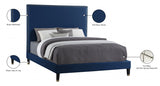 Harlie Blue Velvet Queen Bed from Meridian - Luna Furniture