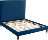 Harlie Blue Velvet Queen Bed from Meridian - Luna Furniture