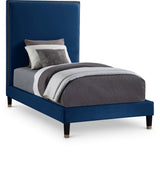 Harlie Blue Velvet Twin Bed from Meridian - Luna Furniture