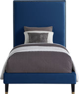 Harlie Blue Velvet Twin Bed from Meridian - Luna Furniture