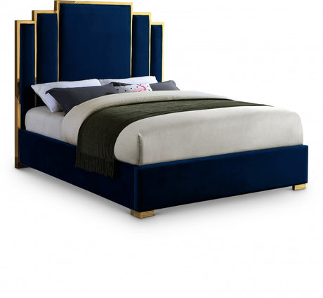 Hugo Blue Velvet King Bed from Meridian - Luna Furniture