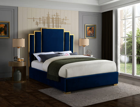 Hugo Blue Velvet King Bed from Meridian - Luna Furniture