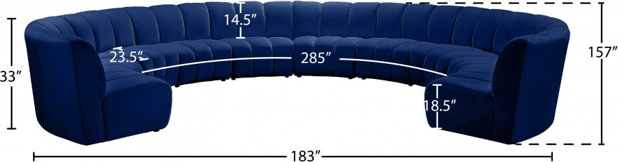 Infinity Blue Modular 10-Piece Sectional from Meridian - Luna Furniture