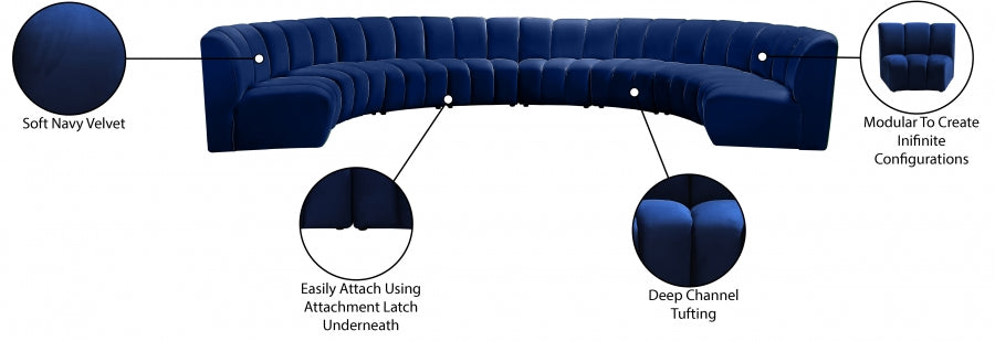 Infinity Blue Modular 8-Piece Sectional from Meridian - Luna Furniture