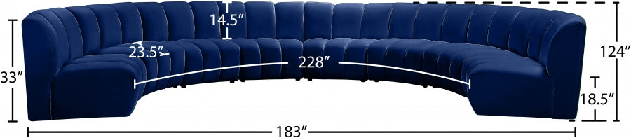 Infinity Blue Modular 8-Piece Sectional from Meridian - Luna Furniture