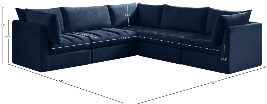 Jacob Blue Velvet Modular Sectional from Meridian - Luna Furniture