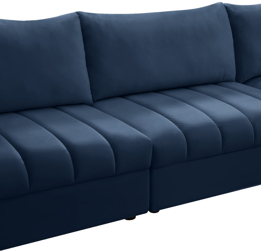 Jacob Blue Velvet Modular Sectional from Meridian - Luna Furniture