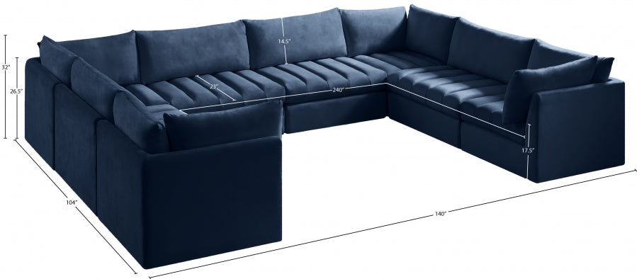 Jacob Blue Velvet Modular Sectional from Meridian - Luna Furniture