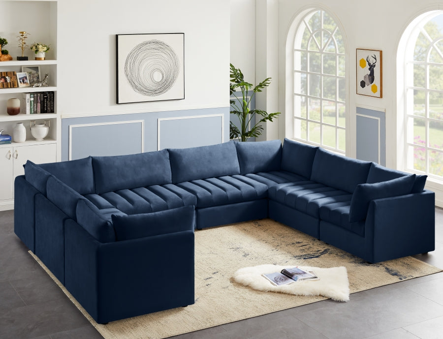 Jacob Blue Velvet Modular Sectional from Meridian - Luna Furniture