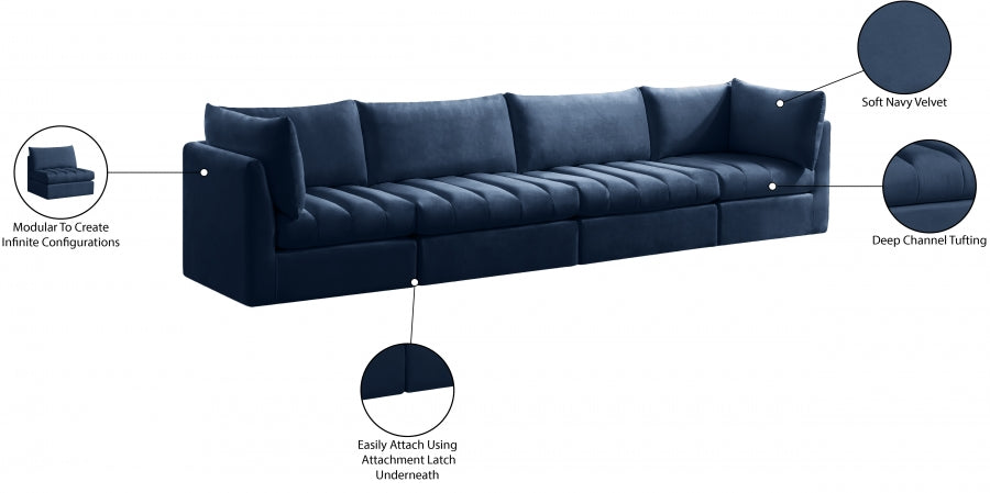 Jacob Blue Velvet Modular Sofa from Meridian - Luna Furniture