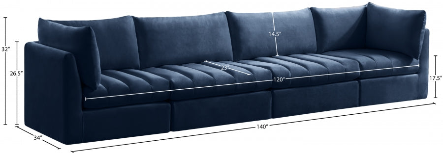 Jacob Blue Velvet Modular Sofa from Meridian - Luna Furniture