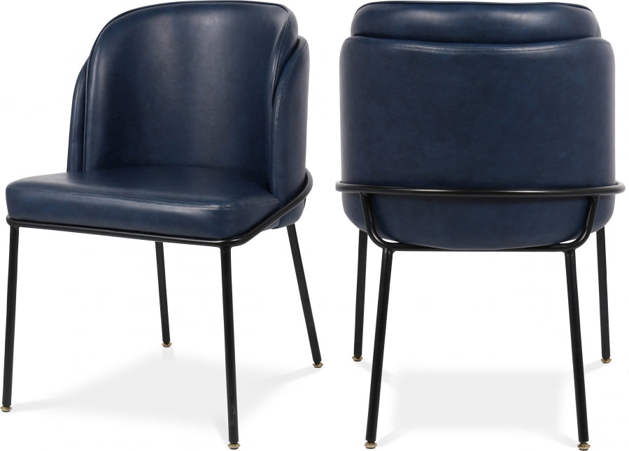 Jagger Blue Faux Leather Dining Chair, Set of 2 from Meridian - Luna Furniture