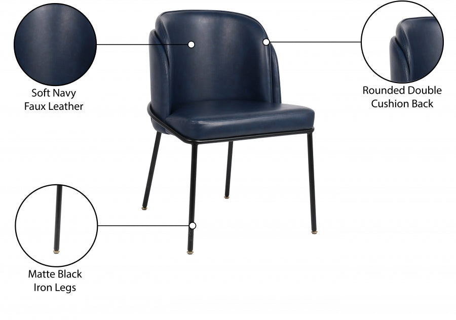 Jagger Blue Faux Leather Dining Chair, Set of 2 from Meridian - Luna Furniture