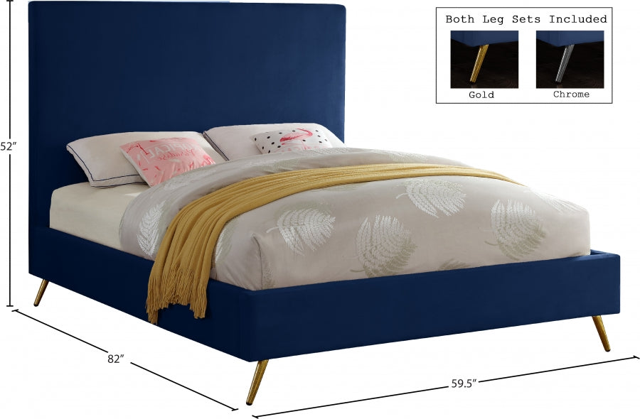 Jasmine Blue Velvet Full Bed from Meridian - Luna Furniture