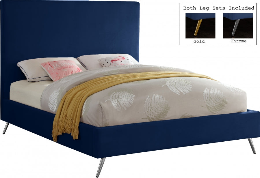 Jasmine Blue Velvet Full Bed from Meridian - Luna Furniture