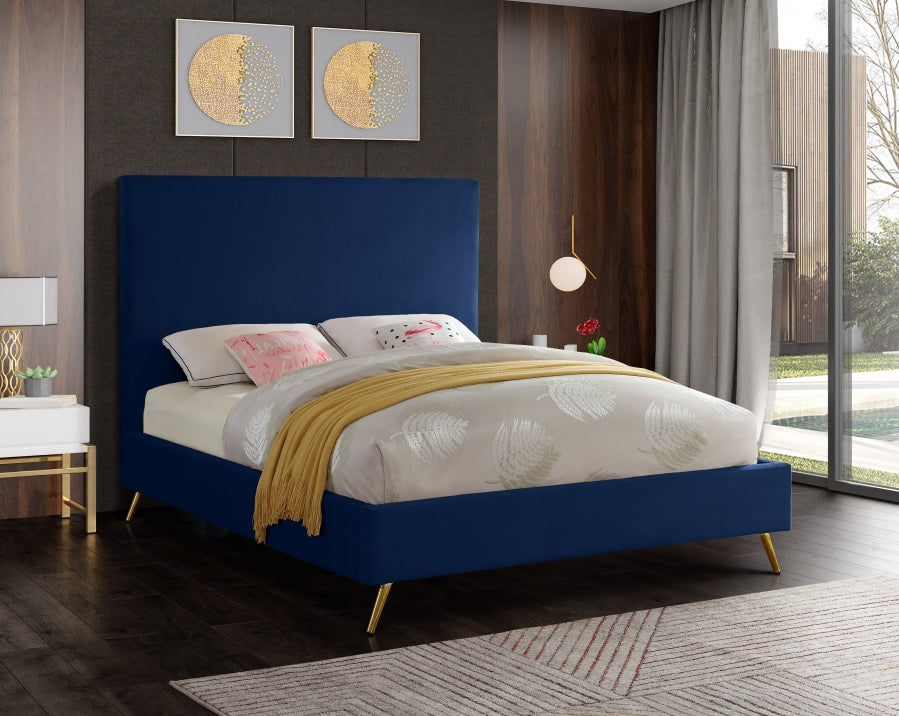 Jasmine Blue Velvet Full Bed from Meridian - Luna Furniture