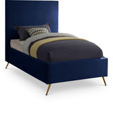 Jasmine Blue Velvet Twin Bed from Meridian - Luna Furniture