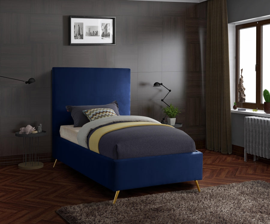 Jasmine Blue Velvet Twin Bed from Meridian - Luna Furniture