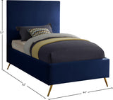 Jasmine Blue Velvet Twin Bed from Meridian - Luna Furniture