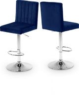 Joel Blue Velvet Adjustable Bar | Counter Stool from Meridian - Luna Furniture