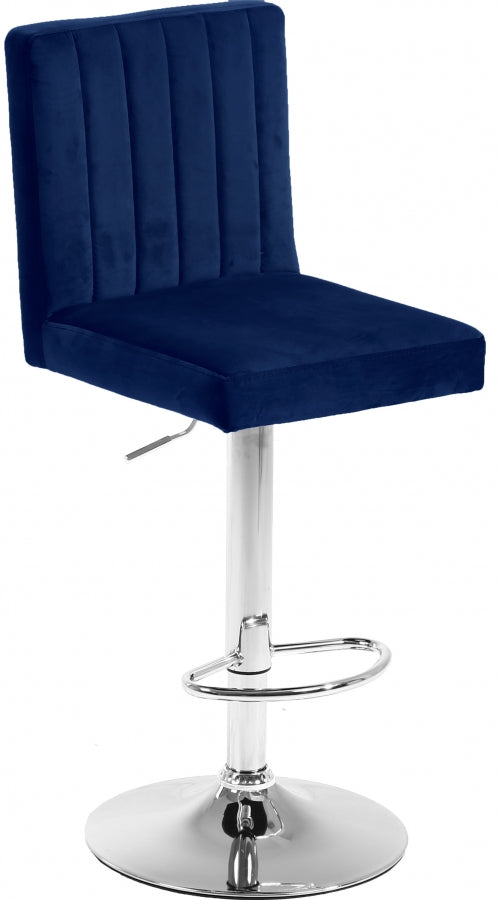 Joel Blue Velvet Adjustable Bar | Counter Stool from Meridian - Luna Furniture